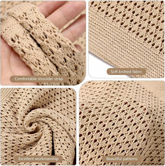 WantGor Crochet Bags, Beach Mesh Tote Bag Womens Shoulder Shopping Handbag Casual Travel Totes Bag Foldable Hobo Bags