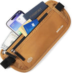 RFID Blocking Money Belt - Passport Holder & Travel Wallet, Slim Hidden Fanny Packs for Women Men - Gold