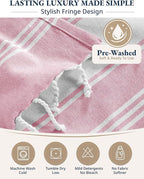 LANE LINEN Turkish Beach Towel Set of 4 - Beach Towels, Pre-Washed Pool Towel, Extra Large Beach Towel, Quick Dry & Sand Free, Absorbent Travel Towel, 39"x71" - Candy Pink