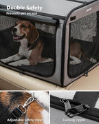 Large Dog Car Carrier Light Weight, 27×20.5×20.5ins Dog Carrier for Cars, Portable Dog Car Crate with Breathable Windows, Stable Pet Carrier for Both Indoor and Outdoor Use, Pet Travel Crate Gray
