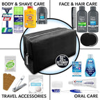 Convenience Kits International Men’s Premium 20-Piece Kit with Travel Size TSA Compliant Essentials, Featuring: Dove Men & Care Products in Black Dopp Bag