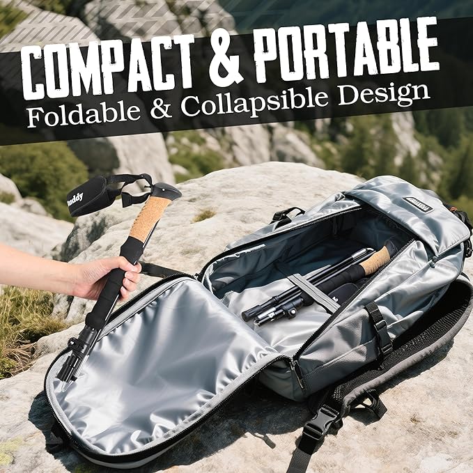 TrailBuddy Trekking Poles – Lightweight 7075 Aluminum Hiking Poles for Women, Men & Seniors – Collapsible Walking Sticks for Travel, Trails & Balance
