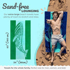 Nova Blue Whale Beach Towel (34 X 63) – Green Oversized Beach Towel with Whale Design Quick Dry BeachTowels Made from 100% Cotton – Sand Free Beach Towels – Extra Large BeachTowel