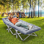 ABORON Camping Cot for Adult 28" Extra Wide, Heavy-Duty 1200D Oxford Cot for Sleeping, Portable Folding Camp Bed with Mat & Carry Bag