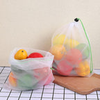TIESOME 8PCS Reusable Produce Mesh Bags, Washable Vegetable Storage Bags With Drawstring Transparent Toy Organizer Bags Eco-Friendly Grocery Storage Mesh Bags for Farmers Market Refrigerator Storage