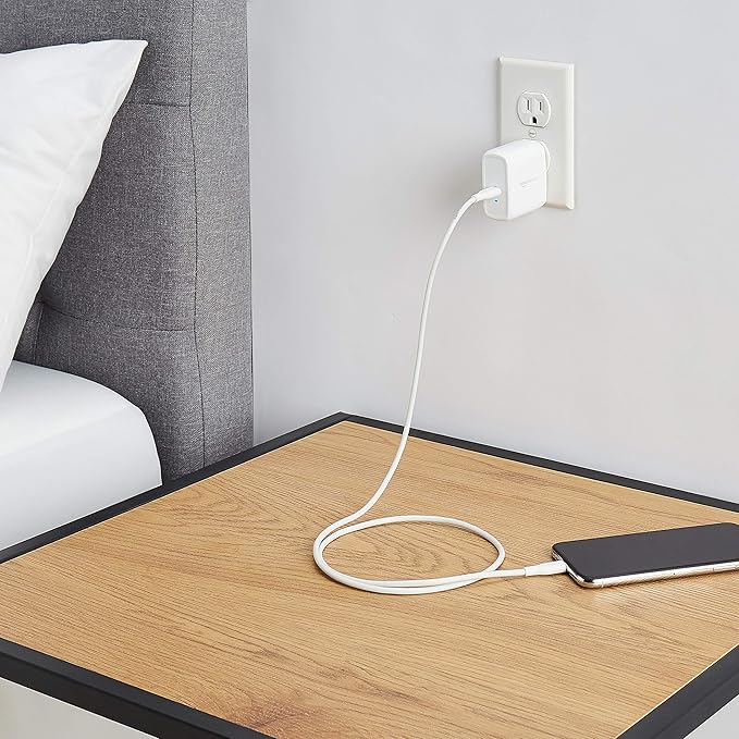 Amazon Basics 65W One-Port GaN USB-C Wall Charger with Power Delivery PD, Foldable Plug, Portable, Fast Charging for Laptops, Tablets & Phones, White