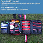Besst Survivor 401 Piece First Aid Kit with Chest Seals -Labeled, Expandable & Mountable, Emergency Medical Kit for Home, Car, Camping & Outdoor, Waterproof Trauma Kits with Labeled Compartments