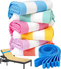 Genovega 6 Packs Oversized Turkish Beach Towels Thin Quick Dry Sand Free Pool Swim Bathing Towel Extra Large Travel Blanket Adult Essentials Accessories Summer Vacation Stripe