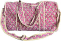 ATOSII Large Duffle Bag, Handblock Print 100% Quilted Cotton for Overnight Trip, Travel Weekender, Luggage, 2 Pockets with Zipper, 1 Front Pocket, Detachable Long Strap, 20 X 10 X 12 Inches, Berry