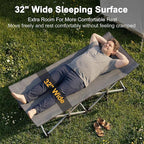 ABORON XXL Camping Cot for Adults, Oversized 78"×32" Folding Camping Bed, 900LBS Heavy Duty Outdoor Sleeping Cot with Mattress Pad, 1200D Oxford, Portable with Carry Bag