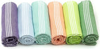 HAVLULAND Turkish Beach Towels Set of 6 Organic Cotton, Oversized 72"x40", Sand Free, Lightweight, Quick Drying, Ideal for Beach, Bath, Pool, Camp & Travel