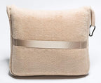 BlueHills Premium Soft Travel Blanket Pillow Airplane Blanket Packed in Soft Bag Pillowcase with Hand Luggage Belt Backpack Clip Compact Pack Large Portable Flight Throw Beige T005