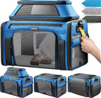 Top-Expandable Pet Carrier with Treat & Pet Window,18x11x11 Inch Delta American United Airline Approved,Soft-Sided Dog Carrier for Small Dogs and Cats,Travel Cat Carrier with Locking Safety Zippers