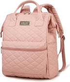 Kinmac Wide Open Style Laptop Backpack Travel Outdoor Backpack For Laptop Up to 15.6 Inch(Pink Embroidery)