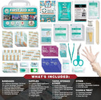 General Medi 120 Pieces Hardcase First Aid Kit - First Aid Box Includes Instant Cold Pack, Emergency Blanket for Travel, Home, Office, Vehicle, Camping, Workplace & Outdoor