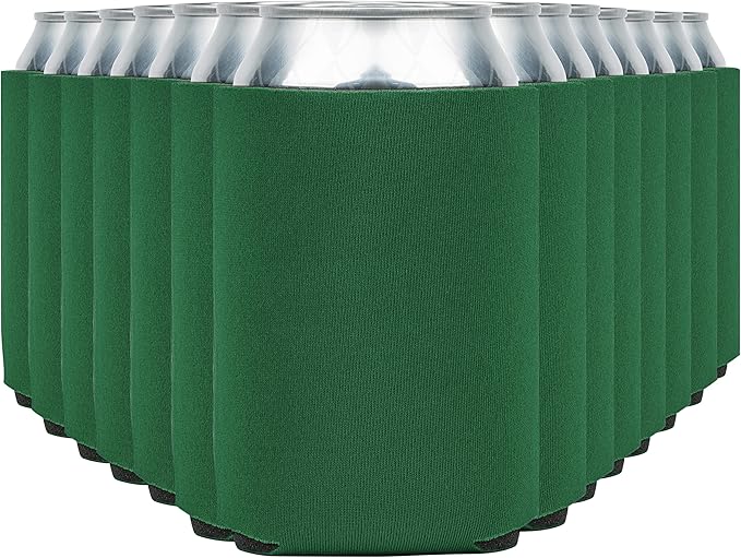 Blank Beer Can Cooler Sleeves (60-Pack) Soft Insulated Beer Can Coolies - HTV Friendly Blank Koolies in Bulk for Beer Cans & Bottles - Coolie Blanks for Vinyl Projects & Wedding Favors (Kelly Green)