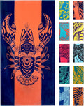Nova Blue Lobster Beach Towel (34 X 63) - Solid Color Beach Towel Made from 100% Cotton – Coral Stripe Large Beach Towels with Tropical Design – Extra Large, XL Beach Blanket