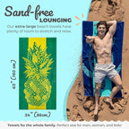 Nova Blue Pineapple Beach Towel – Yellow and Green with A Tropical Design, Extra Large, XL (34”X 63”) Tropical Fruit, Yellow Beach Towel with Unique Design Made from 100% Cotton
