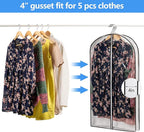Mskitchen Hanging Clothes Storage with 4" Gusseted Garment Covers (Set of 6) - Clear Suit, Dress, Sweater, Shirt Protectors - 24"x 40"x 4" / 6 Pack