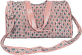 ATOSII Handblock Print 100% Cotton Large Quilted Duffle Bag for Overnight Trip, Travel Weekend Bag, Luggage, 2 Pockets with Zipper, 1 Front Pocket, Detachable Long Strap, 20 X 10 X 12 Inches, Pebble