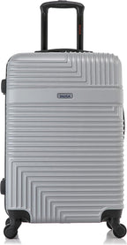 InUSA RESILIENCE Luggage with Spinner Wheels | Durable Lightweight Hardside Suitcase, Spacious Travel Bag with Handle and Trolley | 24-Inch Medium Checked Luggage | Silver