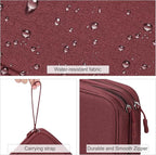 FYY Electronic Organizer, Extra Large Travel Cable Organizer Bag Pouch Portable Waterproof Double Layers All-in-One Storage Bag for iPad, Cable, Power Bank, Laptop Charger for Office/Home, Wine Red