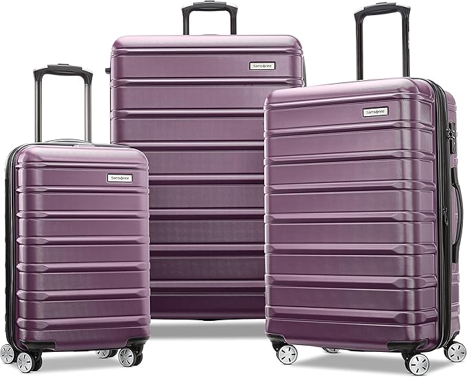 Samsonite Omni 2 Hardside 3 Piece Set - Includes Global Carry-On, Medium, & Large Checked Suitcases - 360° Dual Spinner Wheels - Integrated TSA Lock & Expansion - Amazon Exclusive - Icy Lilac