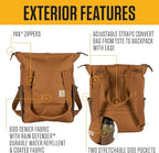 Carhartt Classic Convertible Backpack Tote, Durable Water Repellent Material W/ 17" Laptop Sleeve, Carhartt Brown