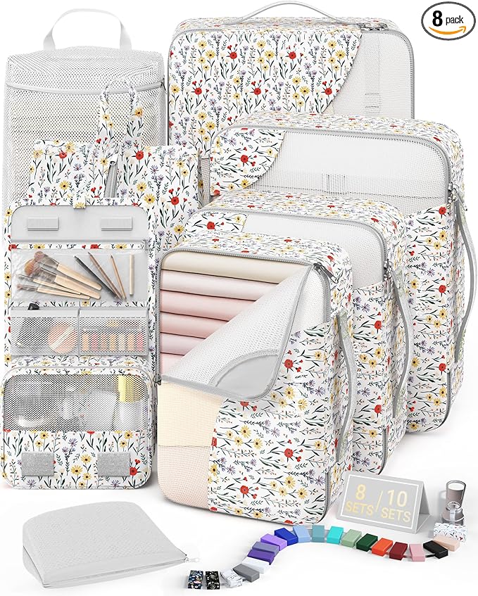8 Set Packing Cubes for Travel, Gifts for Women Mom,Anti-Tearing Suitcase Organizer,OlarHike Vacation Essentials & Accessories for Cruise Ship