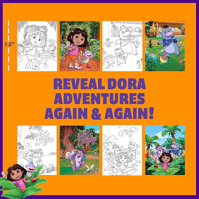 Dora Aqua Art, Includes Brush Pen and Reusable Water Reveal Pages, Mess Free Coloring for Toddlers, Travel Toys for Little Ones, Road Trip Essentials, Kids Airplane Activities, No Mess Coloring
