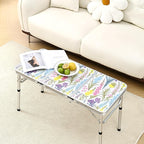 Yriuat Folding Camping Table 3ft Portable Pinic Table Adjustable Height Small Card Table Aluminum Foldable Lightweight with Carry Handle for Outdoor Indoor Hiking Camp BBQ Beach (Blooming Floral)