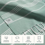 WETCAT Turkish Beach Blanket Sandproof (82"x82") 100% Turkish Cotton, Made in Turkey - Sand Free, Ultra Soft, Extra Large Throw for Picnic – Teal