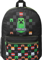 Minecraft Backpack for Boys Kids Teens Adjustable Straps Front Pocket Daypack Backpacks for Sports Gym School Gamer Gifts (Black)