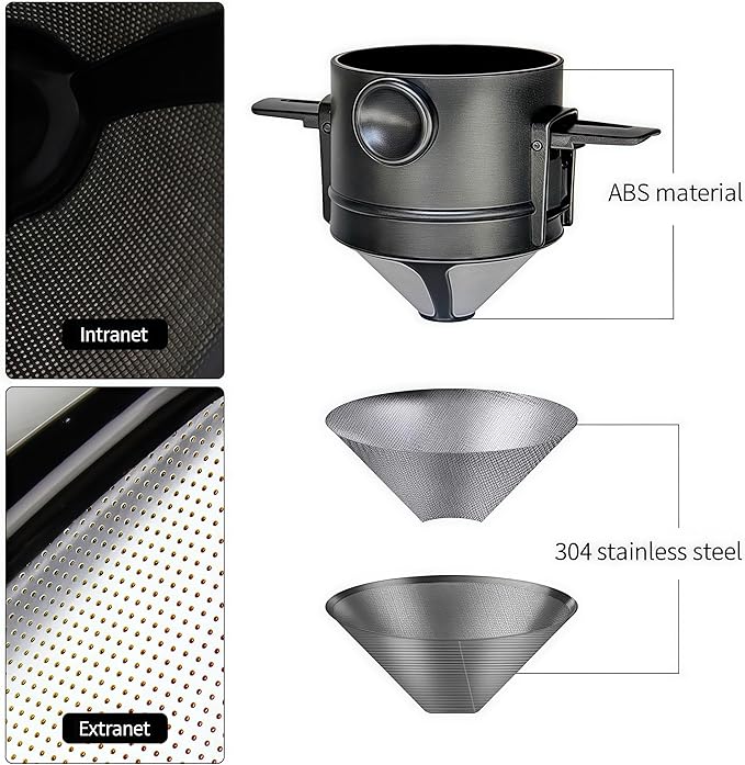 Siphon Coffee Maker Set, 5-Cup 600ml (20.3 oz) Borosilicate Glass Vacuum Brewer with Foldable Stainless Steel Coffee Filter, Dual Filtration for Home, Office & Camping（Filter Plus Version）