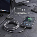 6ft Micro USB Cable 2-Pack, Heavy Duty Pet-Proof Braided Android Charger Cord, Fast Charging Wire with 25000+ Bend Lifespan for PS4 Controller, Kindle & Legacy Tech (Space Grey)