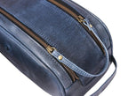 10" Premium Leather Toiletry Travel Pouch With Waterproof Lining | King-Size Handcrafted Vintage Dopp Kit By Aaron Leather Goods (Chestnut)