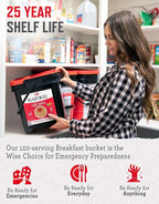 ReadyWise Emergency Food Supply - 120 Servings Breakfast Bucket, Freeze Dried & Dehydrated Meals, Survival Food Kit for Backpacking, Camping Essentials & Prepping Supplies, up to 25 Year Shelf Life