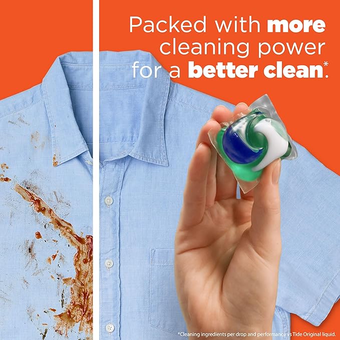 Tide PODS laundry detergent pacs, 3-in-1 Stain Remover, Odor Fighter, Color Protector, 76 Count, HE compatible, Clean Breeze Scent
