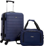 Wrangler Smart Spinner Hardside Luggage, 2 Piece Set, Navy Blue