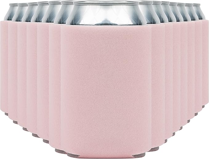 Blank Beer Can Coolers Sleeves (30-Pack) Soft Insulated Beer Can Coolies - HTV Friendly Plain Koolies in Bulk for Beer Cans & Bottles - Coolie Blanks for Vinyl Projects & Wedding Favors (Blush)