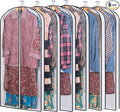 MsKitchen Hanging Clothes Storage with 4" Gusseted Garment Covers (Set of 6) - Clear Suit, Gown, Long Coat, Dress Protectors for Closet - 24"x 50"x 4" / 6 Pack