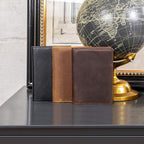 Polare Men's Slim RFID Blocking Leather Passport Holder Travel Bifold Wallet (Black)