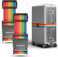 TRAVELY Luggage Straps - Particularly conspicuous & Secure - Incl. 2 Name Tags - Luggage Strap Ideal crosswise - [Set of 2]