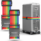 TRAVELY Luggage Straps - Particularly conspicuous & Secure - Incl. 2 Name Tags - Luggage Strap Ideal crosswise - [Set of 2]