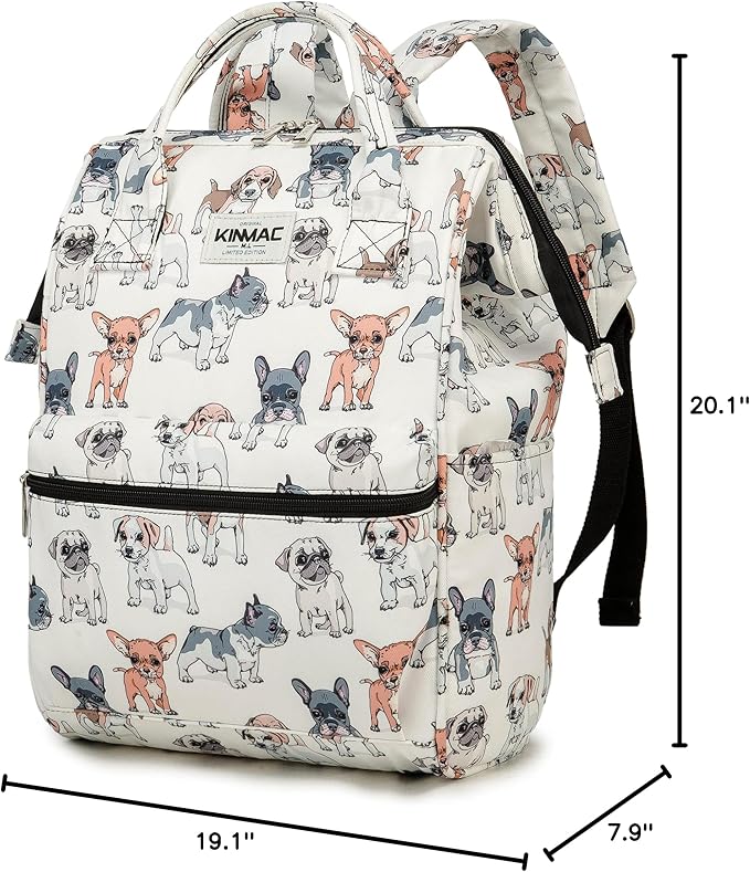 Kinmac Wide Open Style Laptop Backpack College Travel Outdoor Backpack For Laptop Up to 15.6 Inch (Dog)