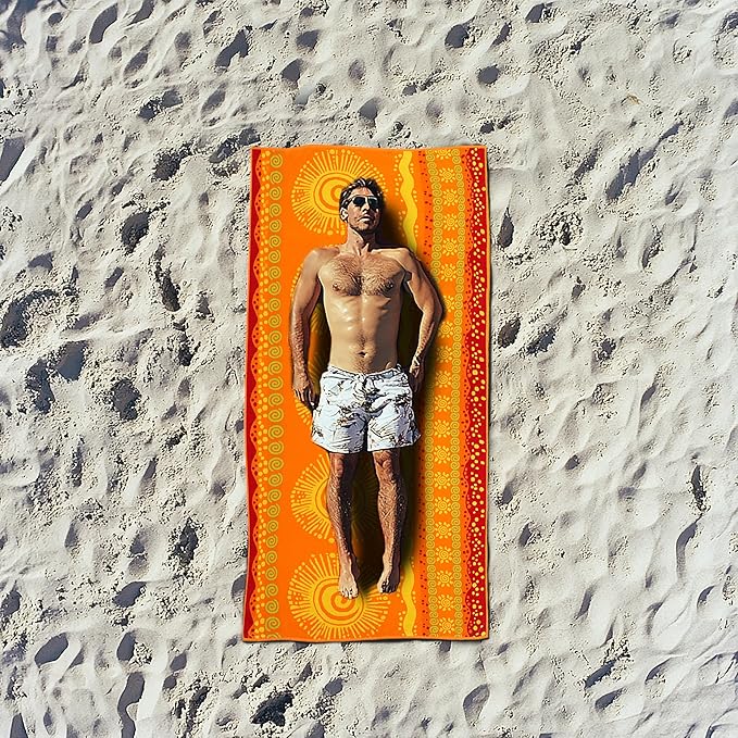 COTTON CRAFT Oversized Beach Towels - 2 Pack XXL 35x84 - The Big Kahuna 7 Foot Extra Large Beach Blanket Towel - Big & Tall - 100% Cotton Jacquard Velour Soft Luxury Towel - Sunshine Orange Yellow