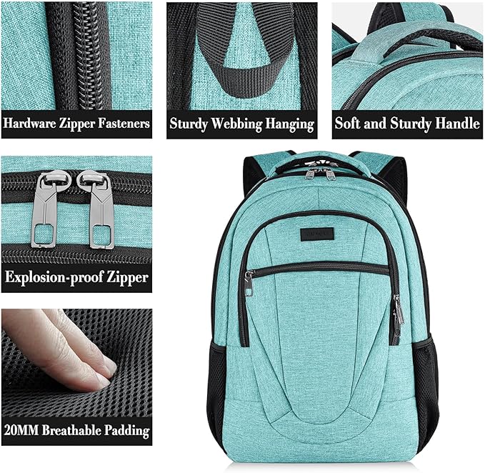 BIKROD Teal Backpack for Women and Men, Extra Large School Backpacks for Teens, Water Resistant Back Pack Fits 17 Inch Laptop, Business Anti Theft Sturdy Computer Bag Gifts