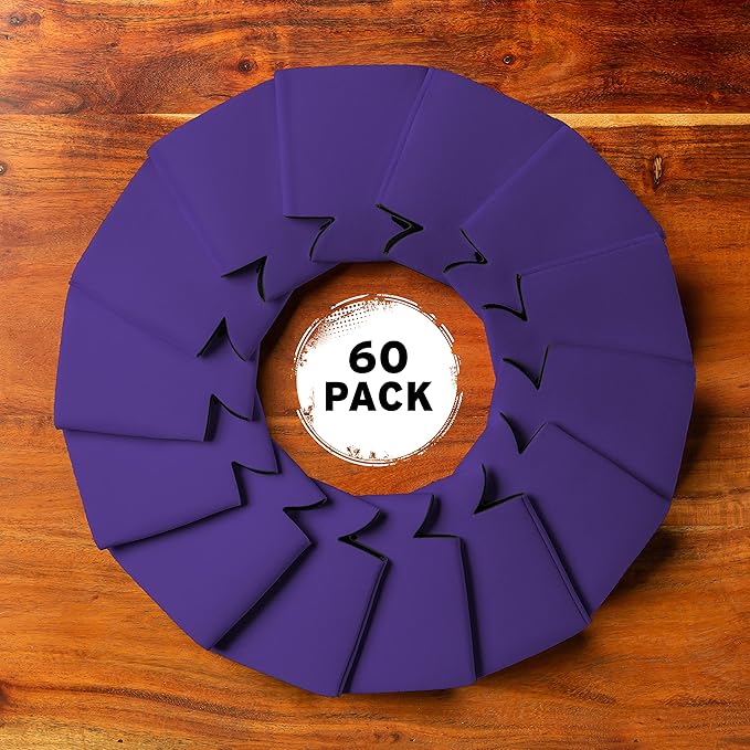 Blank Beer Can Cooler Sleeves (60-Pack) Soft Insulated Beer Can Coolies - HTV Friendly Blank Koolies in Bulk for Beer Cans & Bottles - Coolie Blanks for Vinyl Projects & Wedding Favors (Purple)