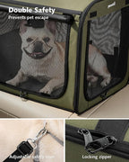 Dog Car Carrier Light Weight 24×17.7×20.5in, Dog Carrier Easy to Assemble, Dog Car Crate Portable and Breathable, Foldable Pet Carrier for Indoor and Outdoor, Dog Travel Crate with Curtain Green