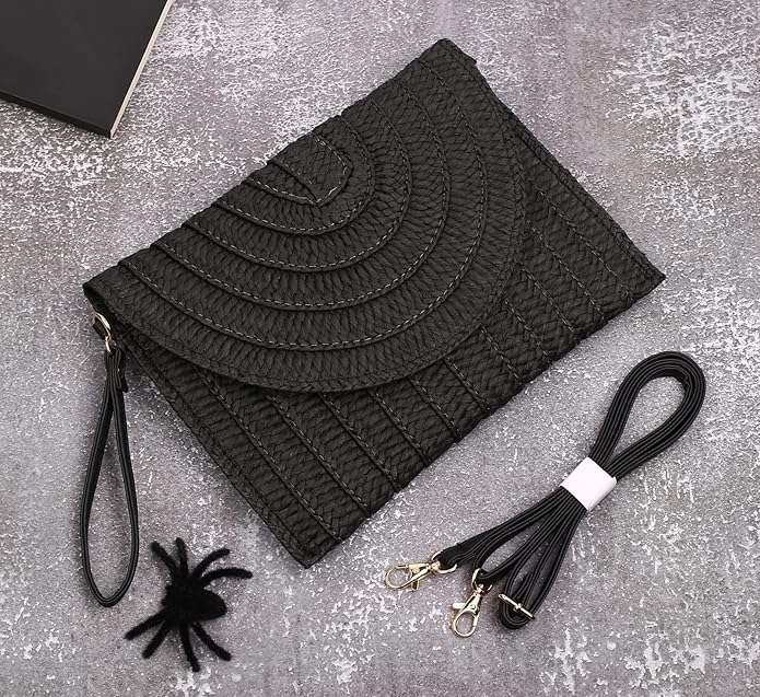 COOKOOKY Straw Clutch Handbag Summer Beach Straw Purse for Women woven Envelope Bag | Straw, Summer, Beach, woven, Straw, Summer
